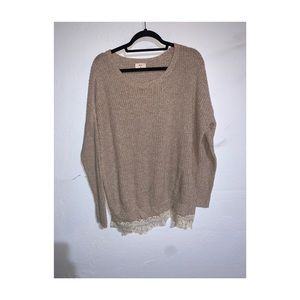 Urban Outfitters Oatmeal Lace Lined Sweater